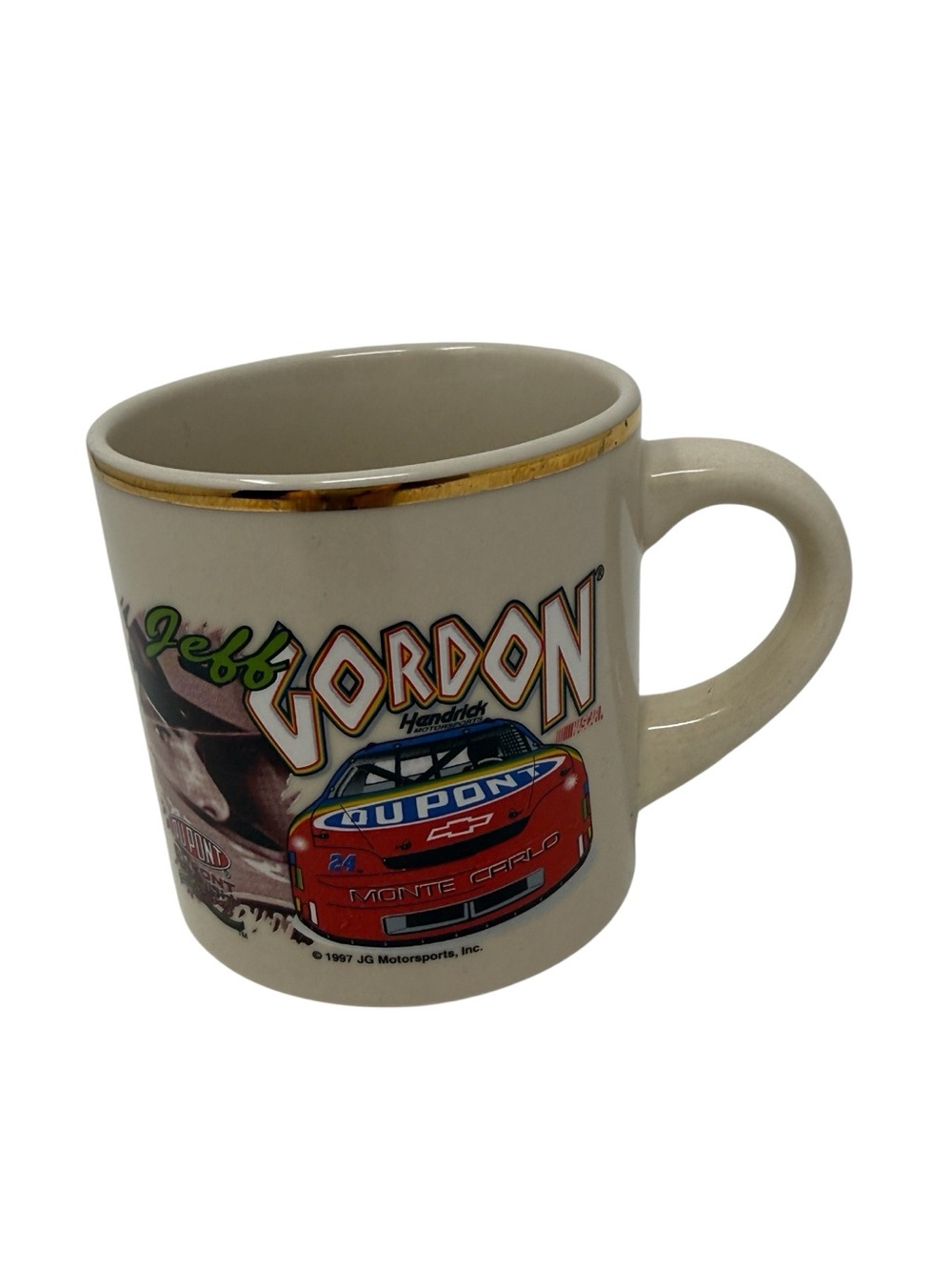 Jeff Gordon DuPont Racing Ceramic Mug with Gold Trim